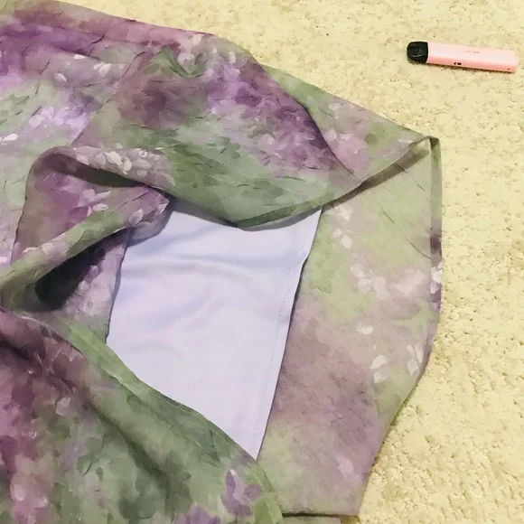 Elegant Purple and Gray Sleeveless Dress - Picture 4 of 5